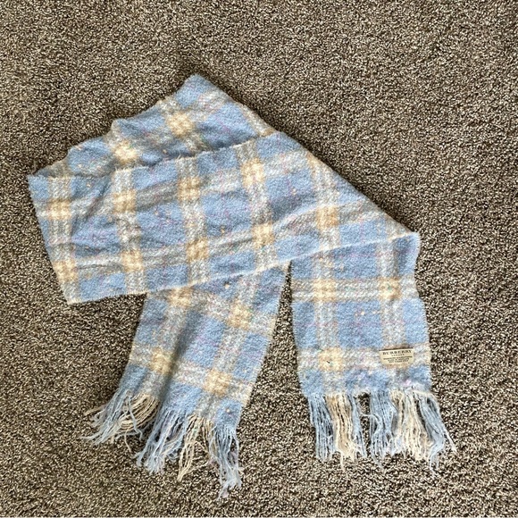 BURBERRY Blue and Cream Plaid Scarf - Picture 1 of 4